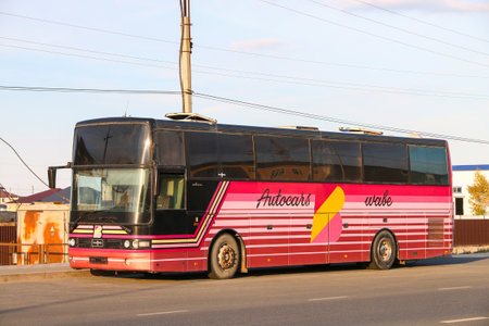 Atyrau, Kazakhstan - October 8, 2022: Touristic coach bus Van Hool T815 Acron in the city street.のeditorial素材