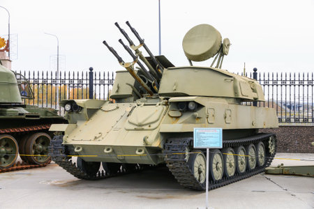 Verkhnyaya Pyshma, Russia - September 24, 2022: Soviet self-propelled, radar-guided anti-aircraft...