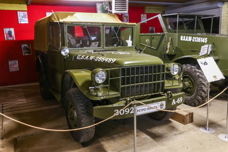 Ufa, Russia - September 25, 2021: American classic army car Dodge WC-51 in the museum of classic cars Retro Garage.のeditorial素材