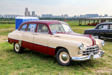 Moscow, Russia - July 6, 2012: Soviet luxury saloon car GAZ-12 ZiM presented at the annual...