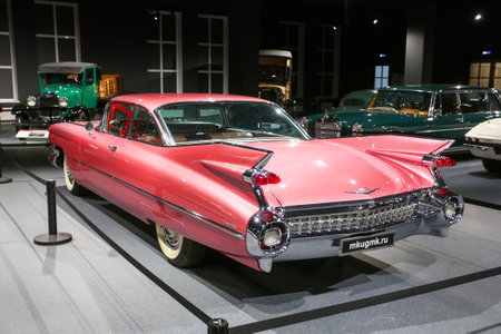 Verkhnyaya Pyshma, Russia - September 29, 2023: American classic car Cadillac Coupe de Ville in the UMMC Museum of Military and Automotive Equipment.のeditorial素材