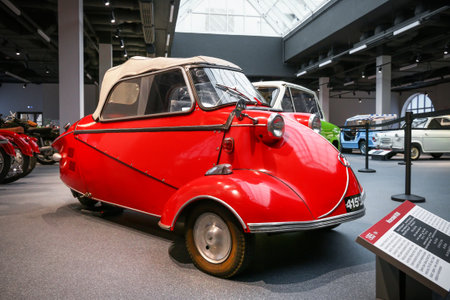 Verkhnyaya Pyshma, Russia - November  8, 2022: Classic three-wheeled car Messerschmitt KR200 in the...