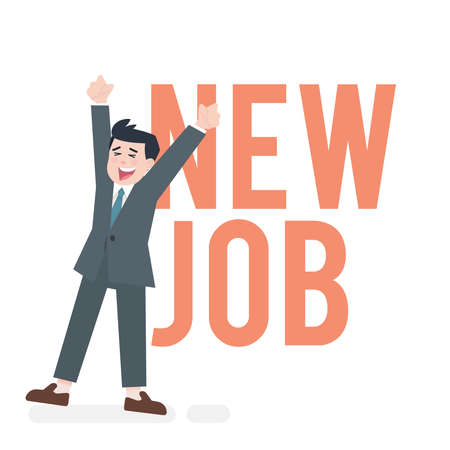 vector illustration worker get new jobのイラスト素材