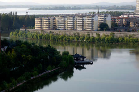 overlooking the city parkの写真素材