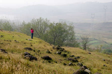 Woman shot valleyの写真素材