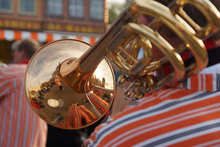 Dutch jazz band plays melodies on the territory of exhibition centre  in Moscow during the festival Golden autumn 11 10 2013の写真素材
