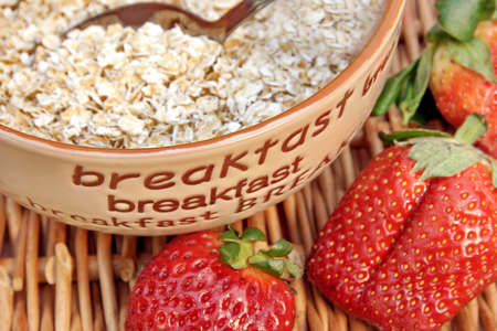 Healthy Breakfast with Oatmeal and fruits 