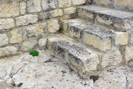 White Old Stone Stairs, Wall and Floorの写真素材