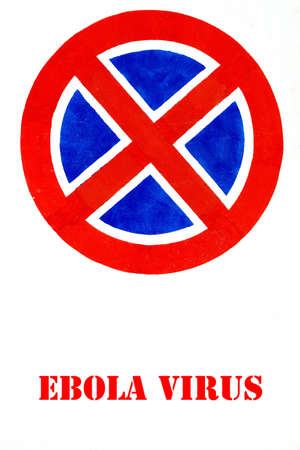 White Wall with Signpost and text EBOLA VIRUSの写真素材