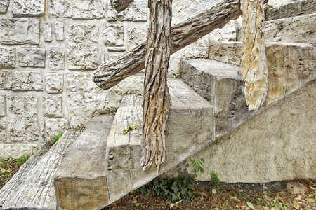 Modern Concrete Staircase with Wood Imitation Designの写真素材