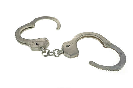 Real Iron Handcuffs isolated on White Background