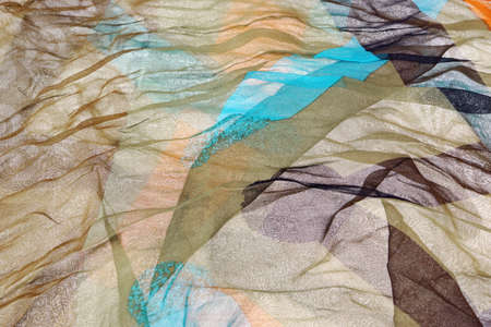 Abstract Multicolored Soft Chiffon Wavy Fabric Texture Backgroundの写真素材