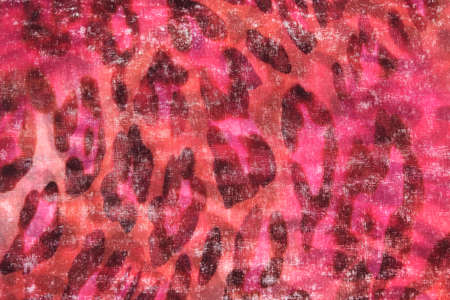 Red Black Spotted Leopard Fabric Background Textureの写真素材