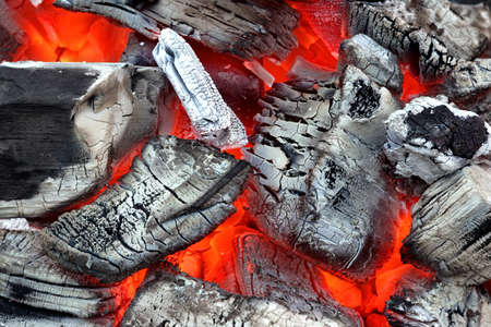 Glowing Hot Charcoal Isolated Background Texture Close-up