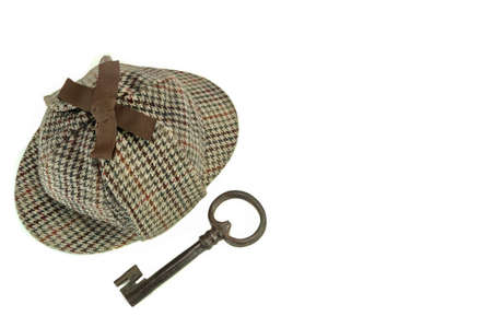 Investigation Concept With  Hat Famous As  Deerstalker Isolated On White Backgroundの写真素材