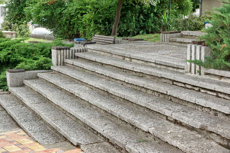 Old White Outdoor Stone Staircase In The Mediterranean Town