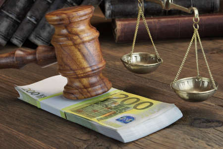 Concept For Corruption, Bankruptcy Court, Bail, Crime, Bribing, Fraud.  Judges or Auctioneer Gavel...