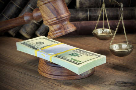 Concept For Corruption, Bankruptcy Court, Bail, Crime, Bribing, Fraud, Judges Gavel, Soundboard And...
