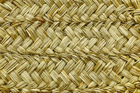 Wicker Rough Straw Background Or Texture, Closeup, Horizontal Imageの写真素材