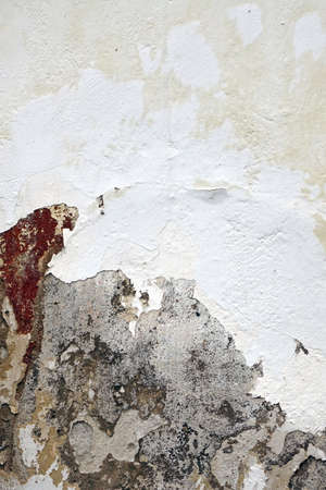 Old Vintage Wall Vertical Texture. Red White Brick Wall Background. Decay Urban Wall Surface With Peeled Plaster Or Stucco. Shabby Brickwall Wallpaper. Grungy Stonewall Textured Rough Structure.の写真素材