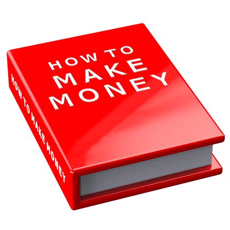 Finance concept:  red book how to make money isolated on white background. 3D render.の写真素材
