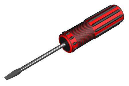 Screwdriver with colored handle, isolated on white background. 3D render.の写真素材