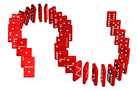 Concept : domino effect, isolated on white background. 3D render.の写真素材