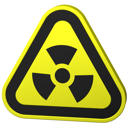 Radioactivity symbol, isolated on white background. 3D rendering.の写真素材