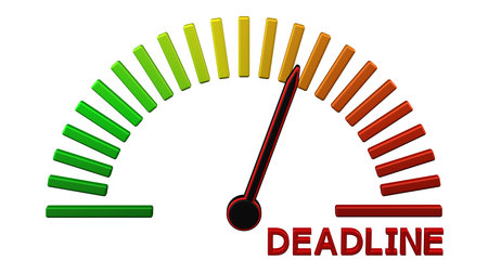 Escalation meter countdown to deadline, isolated on white background. 3D rendering.の写真素材