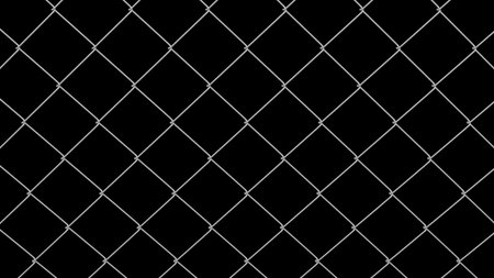 Metallic fence net, isolated on black background. Full frame. 3D rendering.の写真素材