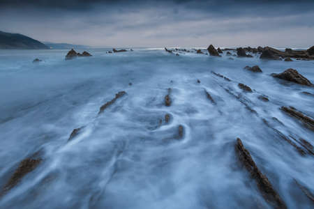 Waves in Sakoneta beach, geopark in Deba