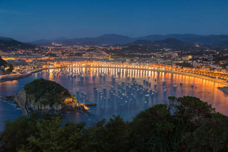 San Sebastian city ans La Concha beach from Igueldoの写真素材