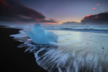 Ice blocks at Diamond beach in Icelandの写真素材