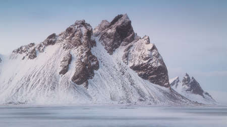 Vestrahorn and  Brunnhorn mountains from Stokksnes in Icelandの写真素材