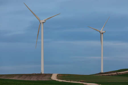 Windmill, windfarm at La brujula in Burgos, Spain