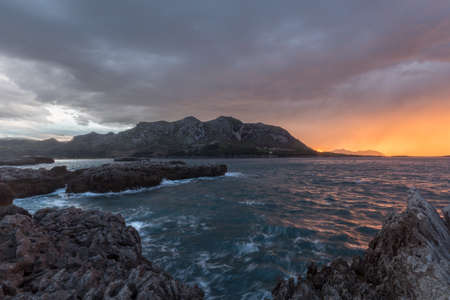 Storm over Islares cliffs in Cantabria, Spain