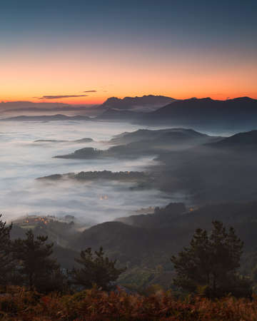 Aramaio,aramaiona valley under the clouds in Alavaの写真素材