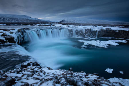 Godafoss, god's waterfall in Iceland at winterの写真素材