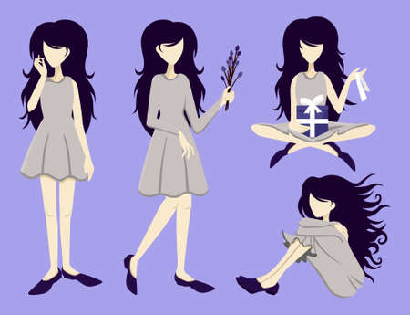 Vector illustration of ghost girlsのイラスト素材