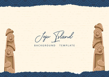 Jeju island vintage background template with grandfather statue.のイラスト素材