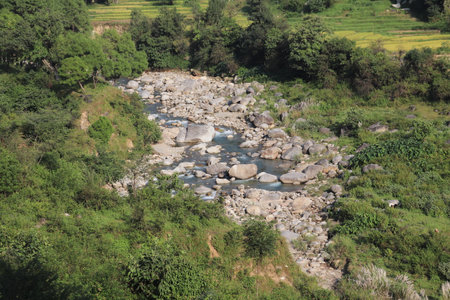 waterfall  with small stone  Himalaya Praesh ,Indiaの写真素材