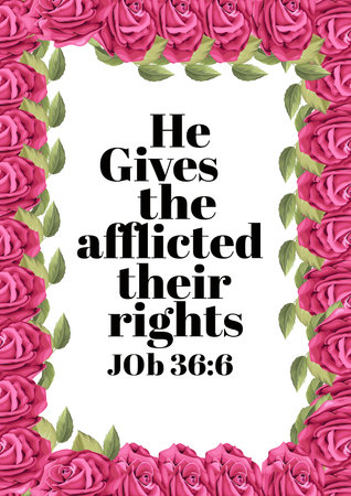 English Bible Verses "  He gives the afflicted their rights Job  36:6 "の写真素材
