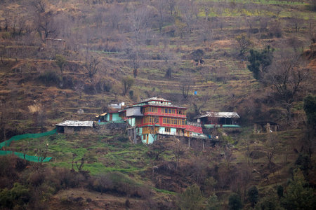 Buddhist monastery in Dharamsala, Uttarakhand, Indiaの写真素材