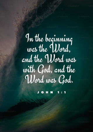 English Bible  Verses  " In the beginning was the Word, and the Word was with God, and the Word was God. John 1: 1 "の写真素材