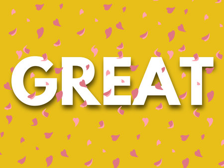 Greeat word with rose petals background. Vector illustration.の写真素材