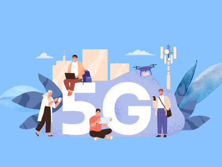 5G technology concept. Flat design illustration of 5G wireless internet connection.