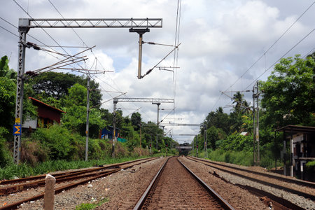Railway in the countryside of  Kerala, India