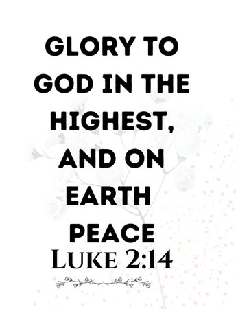 Bible Verses '  Glory to God in the highest, and on earth peace Luke 2:14  