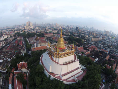 Temple Gold Mountain at Bangkok Thailand beautiful and famous for tourist unusually To be seen in bird eye view.の素材