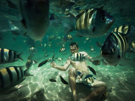 Scuba in the sea phuket thailand.の素材